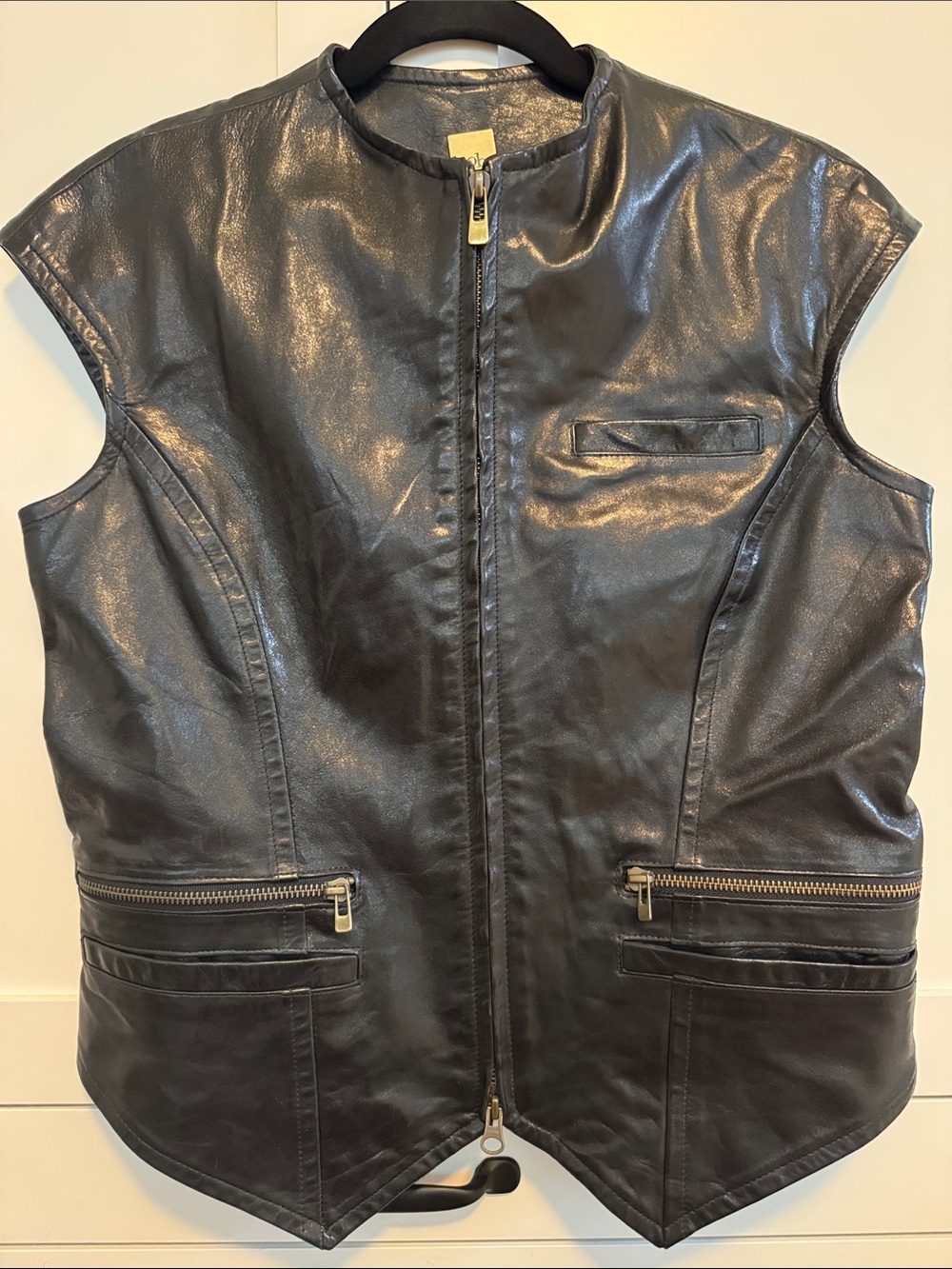 Kooba Black Leather Zip-Front Vest